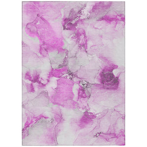 Homeroots 9' X 12' Pink And Ivory Abstract Washable Non Skid Indoor Outdoor Area Rug Pink Polyester 560679
