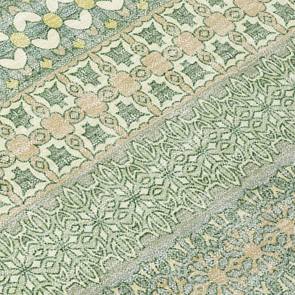 Homeroots 2' Artichoke Green Striped Washable Indoor Outdoor Runner Rug - Stylish, Stain-resistant Design Aloe Polyester 560682