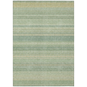 Homeroots 3' X 5' Artichoke Green Striped Washable Non Skid Indoor Outdoor Area Rug Aloe Polyester 560684