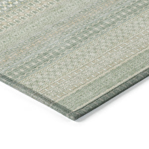 Homeroots 3' X 5' Artichoke Green Striped Washable Non Skid Indoor Outdoor Area Rug Aloe Polyester 560684