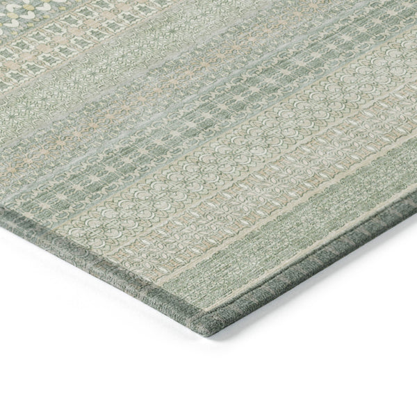 Homeroots 3' X 5' Artichoke Green Striped Washable Non Skid Indoor Outdoor Area Rug Aloe Polyester 560684