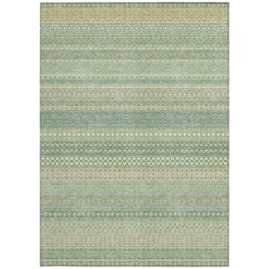 Homeroots 5' X 8' Artichoke Green Striped Washable Non Skid Indoor Outdoor Area Rug Aloe Polyester 560685