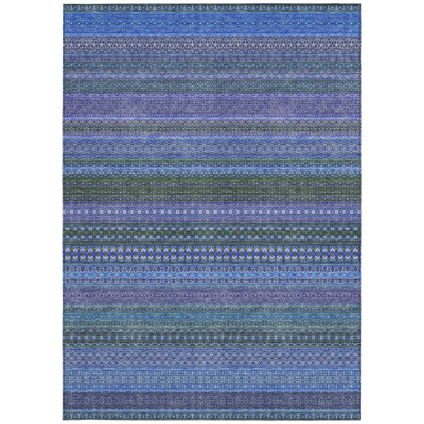 Homeroots 2' Artichoke Green Striped Washable Indoor Outdoor Runner Rug - Stylish, Stain-resistant Design 3' X 5' Polyester 560693