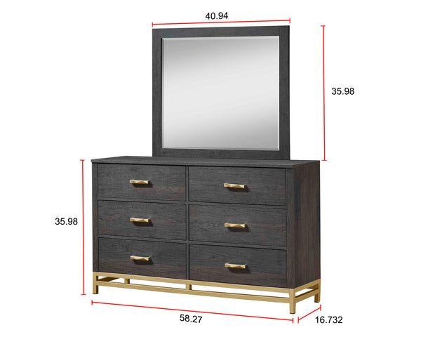 English Elm 1pc Contemporary 4-Drawer Storage Chest with Metal Handles and Luxe Metallic Accents for Bedroom Gold,Gray 61.02 L x 19.49 W x 40.59 H B2741P353125