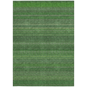 Homeroots 2' Artichoke Green Striped Washable Indoor Outdoor Runner Rug - Stylish, Stain-resistant Design 3' X 5' Polyester 560711