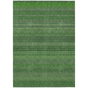 Homeroots 5' X 8' Fern Green Striped Washable Non Skid Indoor Outdoor Area Rug Fern Polyester 560712
