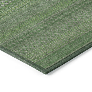 Homeroots 5' X 8' Fern Green Striped Washable Non Skid Indoor Outdoor Area Rug Fern Polyester 560712