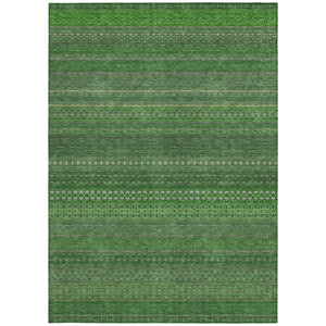 Homeroots 5' X 8' Fern Green Striped Washable Non Skid Indoor Outdoor Area Rug Fern Polyester 560712