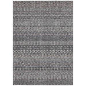 Homeroots 2' Artichoke Green Striped Washable Indoor Outdoor Runner Rug - Stylish, Stain-resistant Design 3' X 5' Polyester 560720