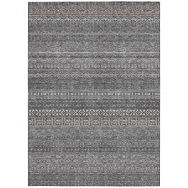 Homeroots 2' Artichoke Green Striped Washable Indoor Outdoor Runner Rug - Stylish, Stain-resistant Design 5' X 8' Polyester 560721