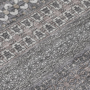 Homeroots 9' X 12' Gray Striped Washable Non Skid Indoor Outdoor Area Rug Gray Polyester 560724