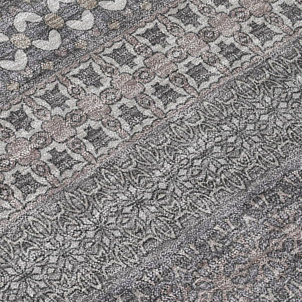 Homeroots 9' X 12' Gray Striped Washable Non Skid Indoor Outdoor Area Rug Gray Polyester 560724