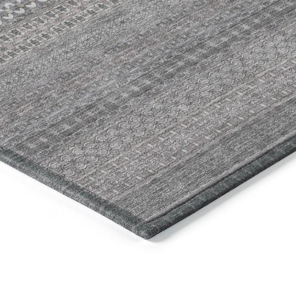 Homeroots 10' X 14' Gray Striped Washable Non Skid Indoor Outdoor Area Rug Gray Polyester 560725