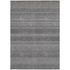 Homeroots 10' X 14' Gray Striped Washable Non Skid Indoor Outdoor Area Rug Gray Polyester 560725