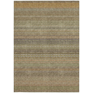 Homeroots 2' Artichoke Green Striped Washable Indoor Outdoor Runner Rug - Stylish, Stain-resistant Design 3' X 5' Polyester 560729