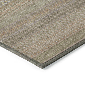 Homeroots 10' X 14' Khaki Striped Washable Non Skid Indoor Outdoor Area Rug Khaki Polyester 560734