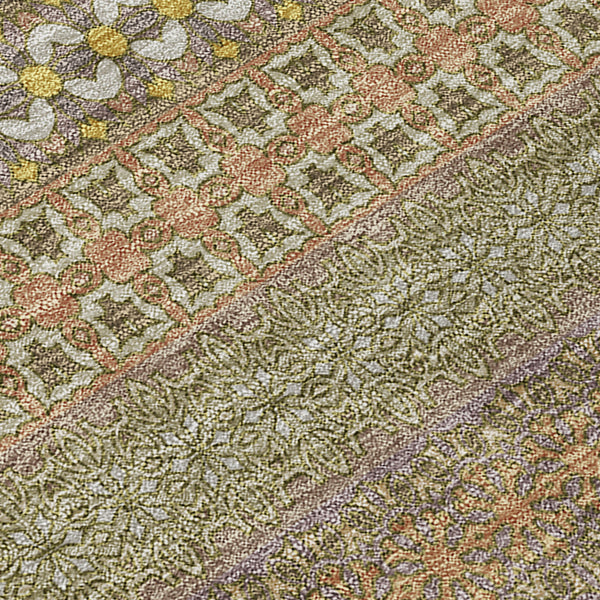 Homeroots 10' X 14' Khaki Striped Washable Non Skid Indoor Outdoor Area Rug Khaki Polyester 560734