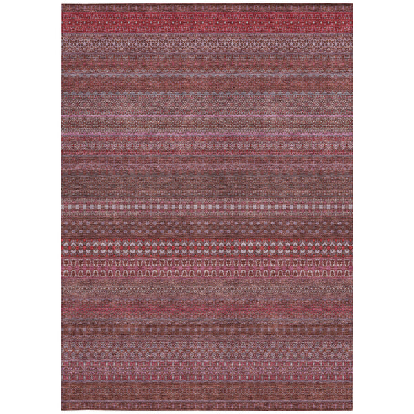 Homeroots 3' X 5' Merlot Striped Washable Non Skid Indoor Outdoor Area Rug Merlot Polyester 560738