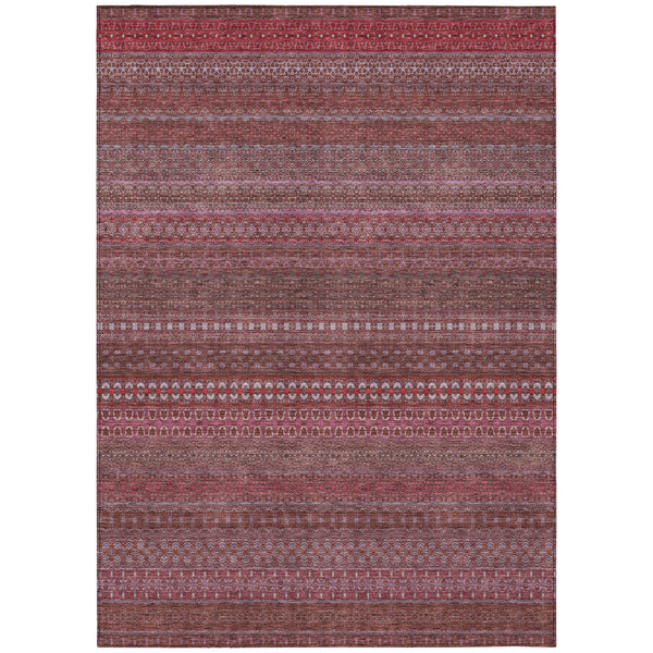 Homeroots 3' X 5' Merlot Striped Washable Non Skid Indoor Outdoor Area Rug Merlot Polyester 560738