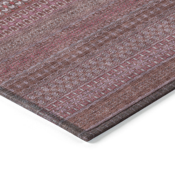 Homeroots 3' X 5' Merlot Striped Washable Non Skid Indoor Outdoor Area Rug Merlot Polyester 560738
