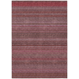 Homeroots 9' X 12' Merlot Striped Washable Non Skid Indoor Outdoor Area Rug Merlot Polyester 560742