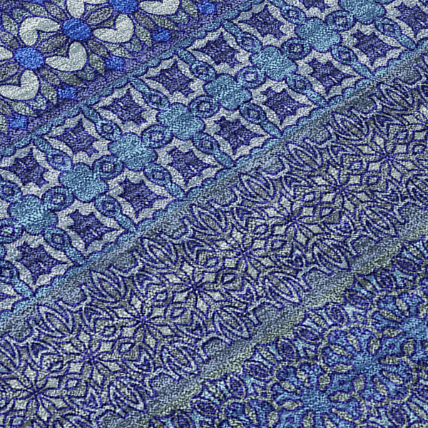 Homeroots 5' X 8' Navy Blue Striped Washable Non Skid Indoor Outdoor Area Rug Navy Polyester 560748