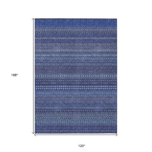 Homeroots 2' Artichoke Green Striped Washable Indoor Outdoor Runner Rug - Stylish, Stain-resistant Design 10' X 14' Polyester 560752