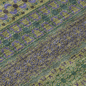 Homeroots 2' Artichoke Green Striped Washable Indoor Outdoor Runner Rug - Stylish, Stain-resistant Design Olive Polyester 560754