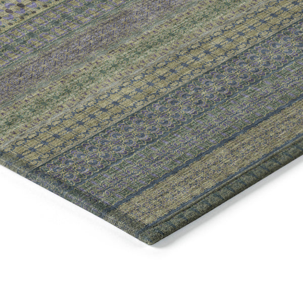 Homeroots 9' X 12' Olive Green Striped Washable Non Skid Indoor Outdoor Area Rug Olive Polyester 560760
