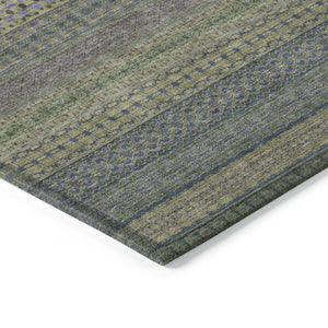 Homeroots 10' X 14' Olive Green Striped Washable Non Skid Indoor Outdoor Area Rug Olive Polyester 560761