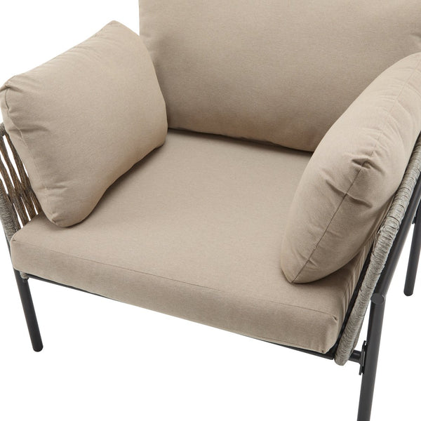 English Elm Christopher Knight Home® - [Set Of 2] 36" Beige Iron Lounge Chairs With Plush Cushions & Rope Weave, Perfect For Indoor/Outdoor N767P237035G_2