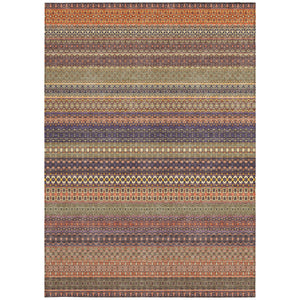 Homeroots 5' X 8' Orange Striped Washable Non Skid Indoor Outdoor Area Rug Paprika Polyester 560766