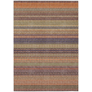 Homeroots 9' X 12' Orange Striped Washable Non Skid Indoor Outdoor Area Rug Paprika Polyester 560769