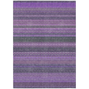 Homeroots 5' X 8' Purple Striped Washable Non Skid Indoor Outdoor Area Rug Purple Polyester 560775