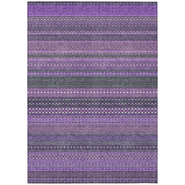 Homeroots 5' X 8' Purple Striped Washable Non Skid Indoor Outdoor Area Rug Purple Polyester 560775