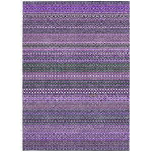 Homeroots 5' X 8' Purple Striped Washable Non Skid Indoor Outdoor Area Rug Purple Polyester 560775