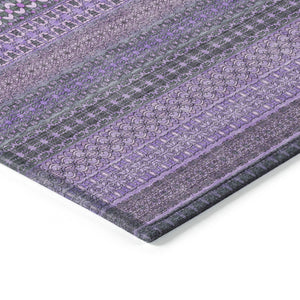 Homeroots 5' X 8' Purple Striped Washable Non Skid Indoor Outdoor Area Rug Purple Polyester 560775