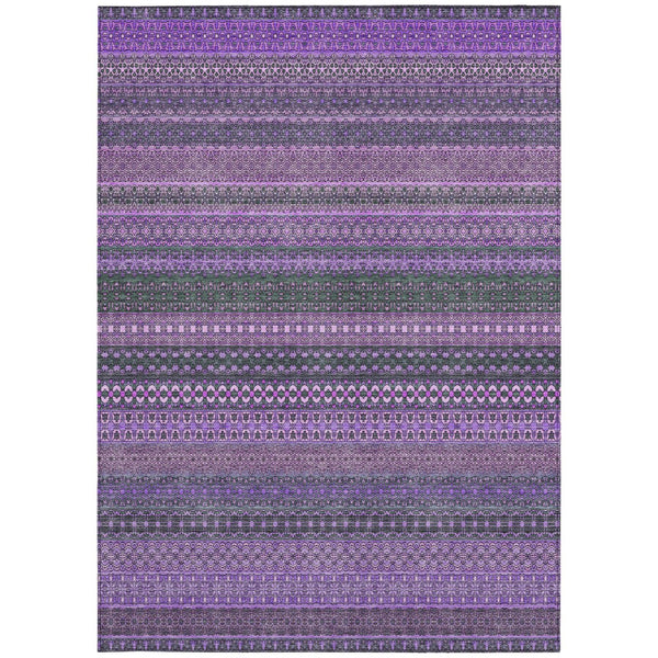 Homeroots 2' Artichoke Green Striped Washable Indoor Outdoor Runner Rug - Stylish, Stain-resistant Design 9' X 12' Polyester 560778