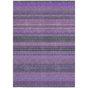 Homeroots 2' Artichoke Green Striped Washable Indoor Outdoor Runner Rug - Stylish, Stain-resistant Design 10' X 14' Polyester 560779