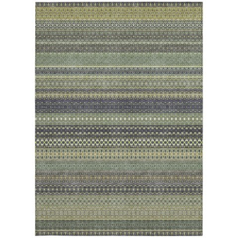 Homeroots 2' Artichoke Green Striped Washable Indoor Outdoor Runner Rug - Stylish, Stain-resistant Design 3' X 5' Polyester 560783