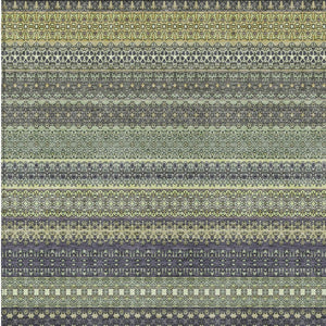 Homeroots 2' Artichoke Green Striped Washable Indoor Outdoor Runner Rug - Stylish, Stain-resistant Design 3' X 5' Polyester 560783