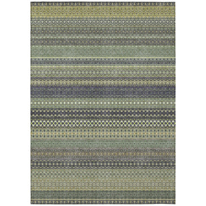 Homeroots 5' X 8' Sage Striped Washable Non Skid Indoor Outdoor Area Rug Sage Polyester 560784