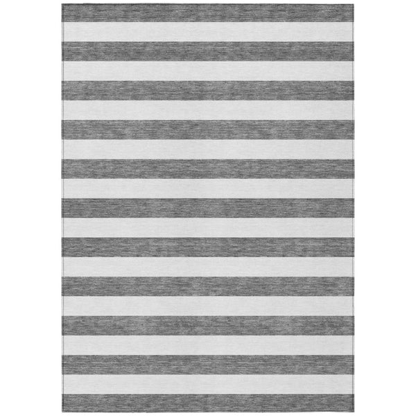HomeRoots 5' Striped Washable Area Rug - Modern Black and White Design for Indoor or Outdoor Spaces, Durable! 10' X 14' 560815