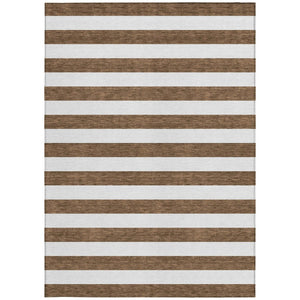 HomeRoots 5' Striped Washable Area Rug - Modern Black and White Design for Indoor or Outdoor Spaces, Durable! 8' X 10' 560822