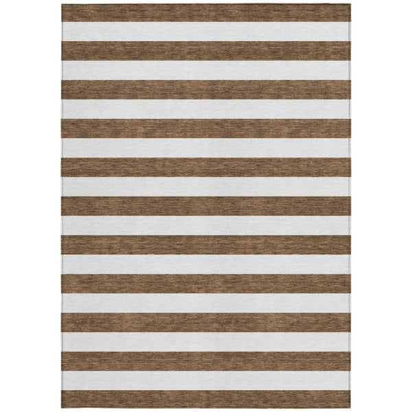 HomeRoots 5' Striped Washable Area Rug - Modern Black and White Design for Indoor or Outdoor Spaces, Durable! 8' X 10' 560822