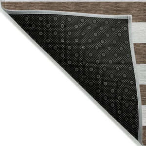 HomeRoots 5' Striped Washable Area Rug - Modern Black and White Design for Indoor or Outdoor Spaces, Durable! 8' X 10' 560822