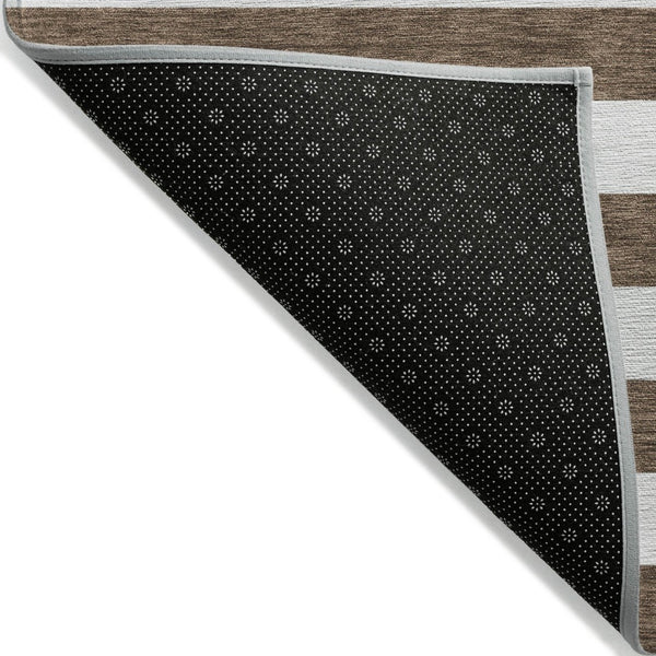 HomeRoots 5' Striped Washable Area Rug - Modern Black and White Design for Indoor or Outdoor Spaces, Durable! 8' X 10' 560822