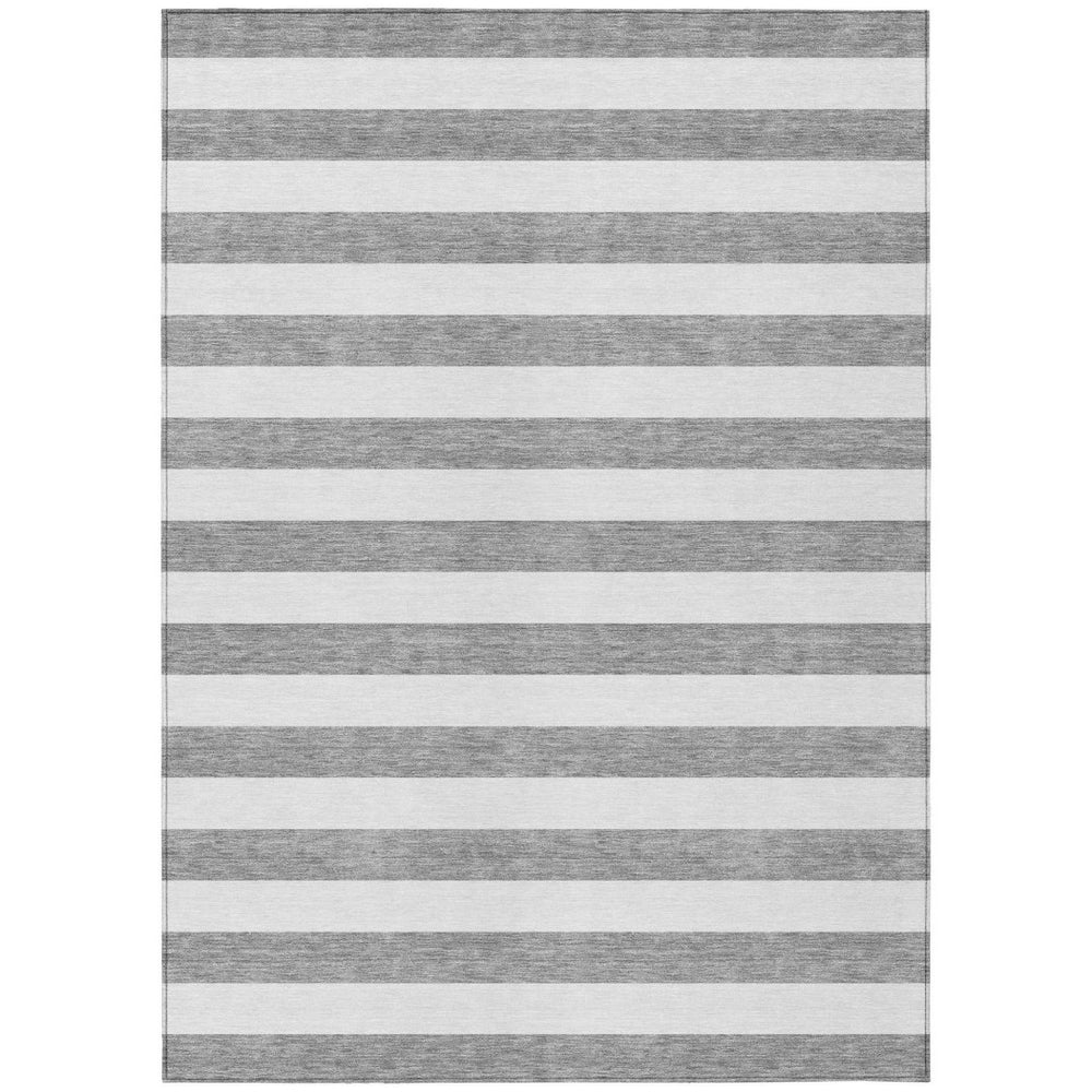 HomeRoots 5' Striped Washable Area Rug - Modern Black and White Design for Indoor or Outdoor Spaces, Durable! 10' X 14' 560842