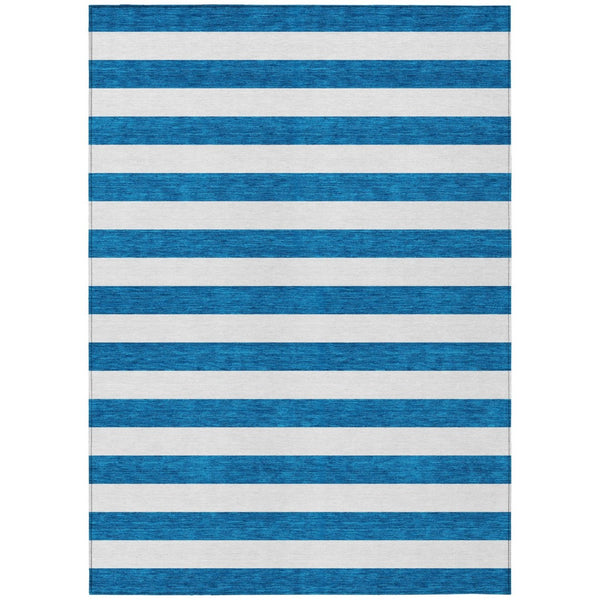 HomeRoots 5' Striped Washable Area Rug - Modern Black and White Design for Indoor or Outdoor Spaces, Durable! 10' X 14' 560878