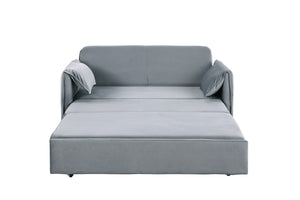 English Elm 3 In 1 Sleeper Sofa Couch Bed - Stylish Grey Velvet, Space-Saving Design, Versatile For Small Areas W1420P225081